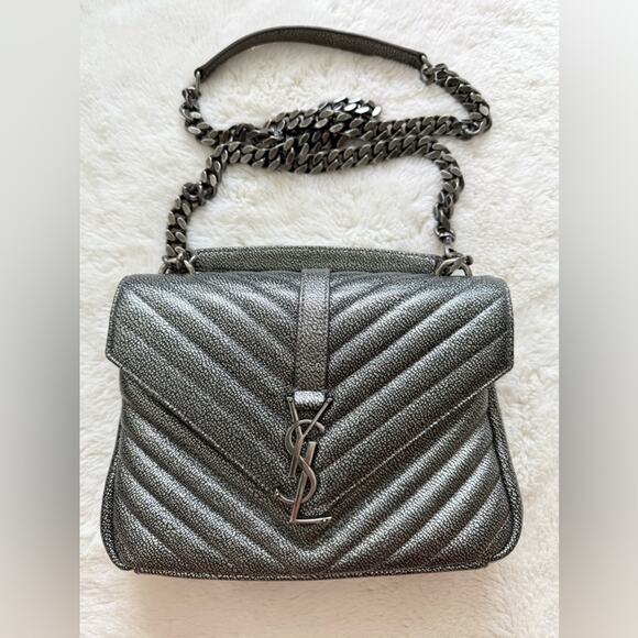 Saint Laurent Classic College Bag Matelasse Chevron Leather Medium Authentic - Picture 1 of 16